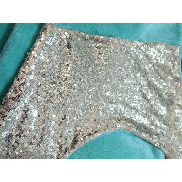 Mermaid Tail Sleeping Bag Blanket Kids Girls Teal Sequin SOFT Fleece GUC 20x50 - Picture 4 of 7